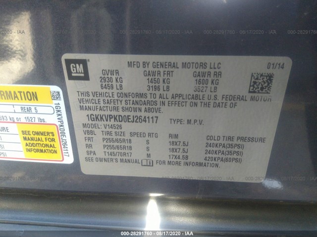 Photo 8 VIN: 1GKKVPKD0EJ264117 - GMC ACADIA 