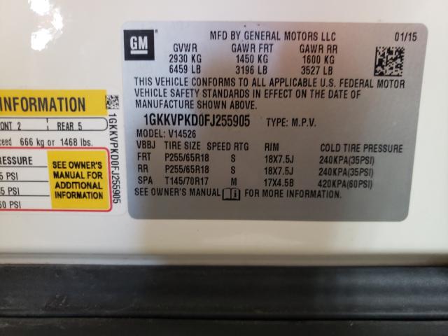 Photo 9 VIN: 1GKKVPKD0FJ255905 - GMC ACADIA SLE 