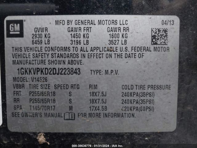 Photo 8 VIN: 1GKKVPKD2DJ223843 - GMC ACADIA 