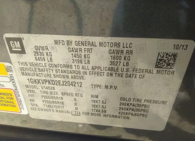 Photo 8 VIN: 1GKKVPKD2EJ204212 - GMC ACADIA 