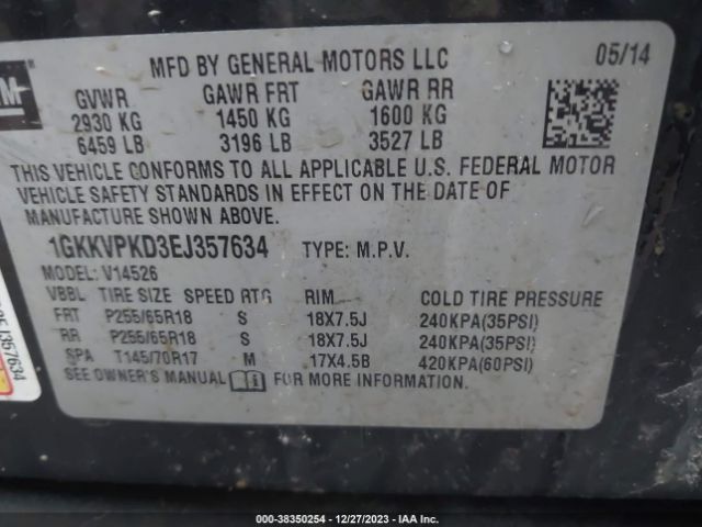 Photo 8 VIN: 1GKKVPKD3EJ357634 - GMC ACADIA 