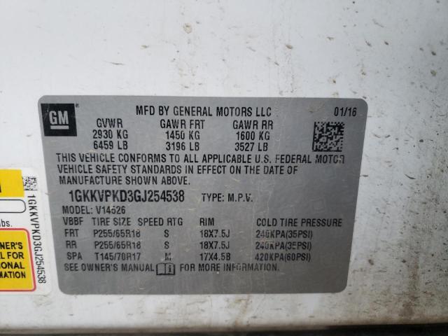 Photo 9 VIN: 1GKKVPKD3GJ254538 - GMC ACADIA SLE 