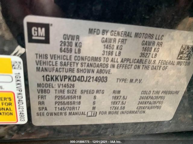 Photo 8 VIN: 1GKKVPKD4DJ214903 - GMC ACADIA 