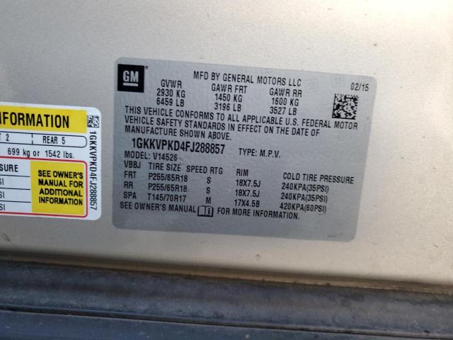 Photo 11 VIN: 1GKKVPKD4FJ288857 - GMC ACADIA 