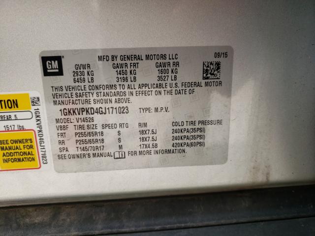 Photo 9 VIN: 1GKKVPKD4GJ171023 - GMC ACADIA SLE 