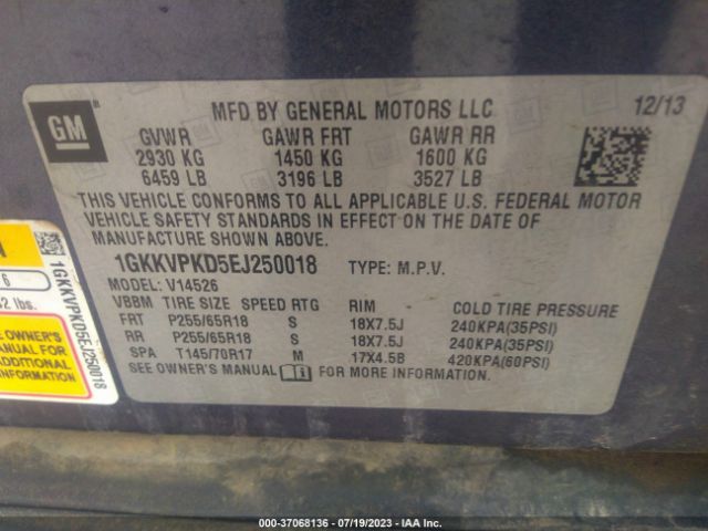 Photo 8 VIN: 1GKKVPKD5EJ250018 - GMC ACADIA 