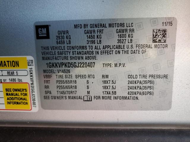 Photo 12 VIN: 1GKKVPKD5GJ220407 - GMC ACADIA SLE 