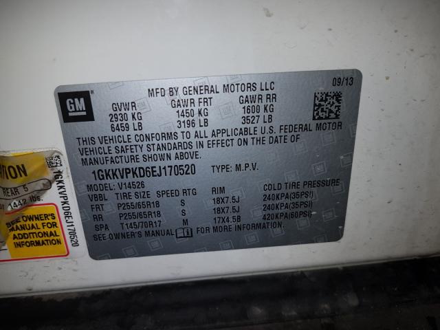 Photo 9 VIN: 1GKKVPKD6EJ170520 - GMC ACADIA SLE 