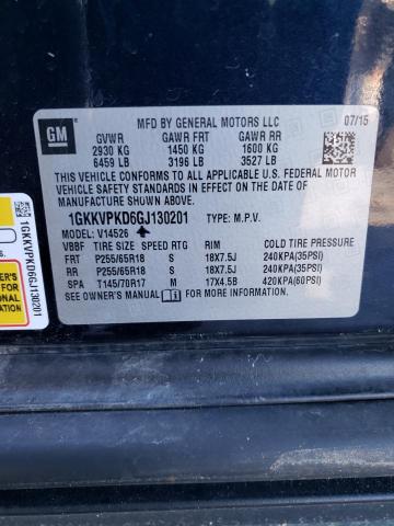 Photo 12 VIN: 1GKKVPKD6GJ130201 - GMC ACADIA SLE 