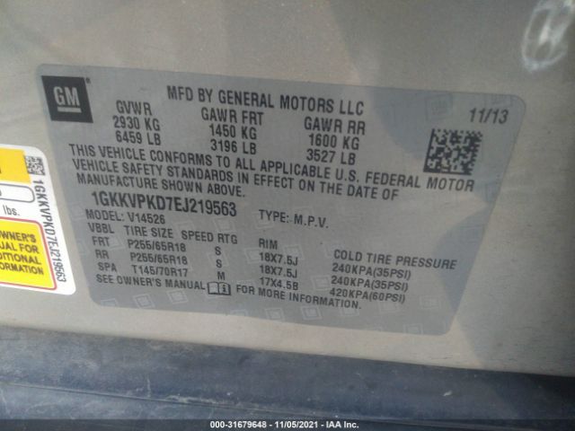 Photo 8 VIN: 1GKKVPKD7EJ219563 - GMC ACADIA 