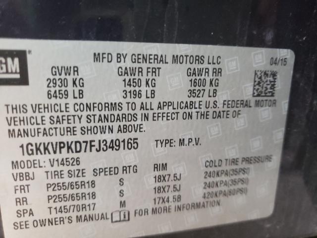 Photo 9 VIN: 1GKKVPKD7FJ349165 - GMC ACADIA SLE 