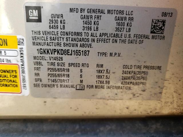 Photo 12 VIN: 1GKKVPKD8EJ165187 - GMC ACADIA SLE 