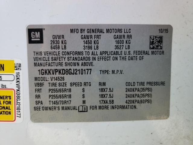 Photo 12 VIN: 1GKKVPKD8GJ210177 - GMC ACADIA 