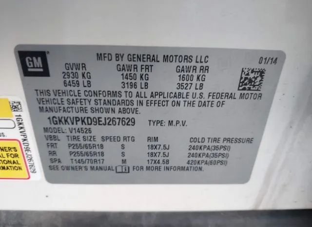 Photo 8 VIN: 1GKKVPKD9EJ267629 - GMC ACADIA 