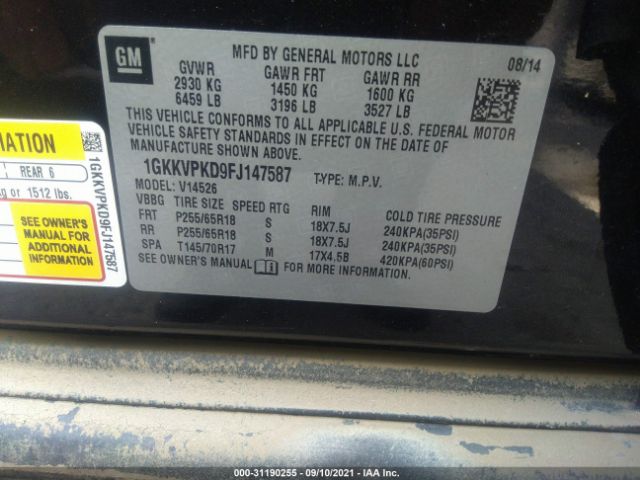 Photo 8 VIN: 1GKKVPKD9FJ147587 - GMC ACADIA 