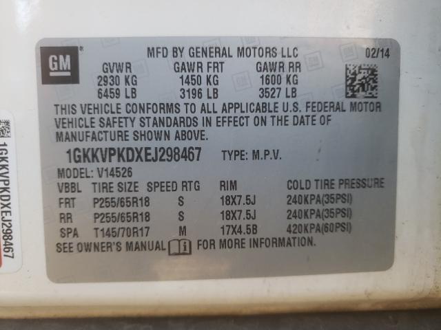 Photo 9 VIN: 1GKKVPKDXEJ298467 - GMC ACADIA SLE 