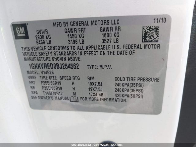 Photo 8 VIN: 1GKKVRED0BJ254562 - GMC ACADIA 