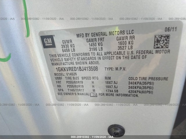 Photo 8 VIN: 1GKKVRED1BJ413508 - GMC ACADIA 