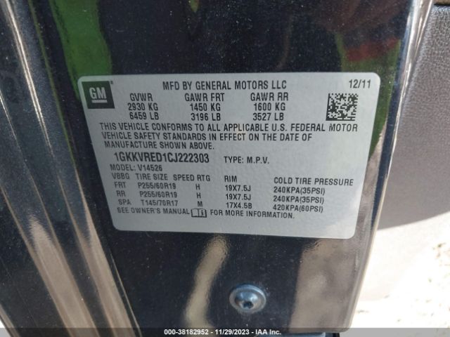 Photo 8 VIN: 1GKKVRED1CJ222303 - GMC ACADIA 