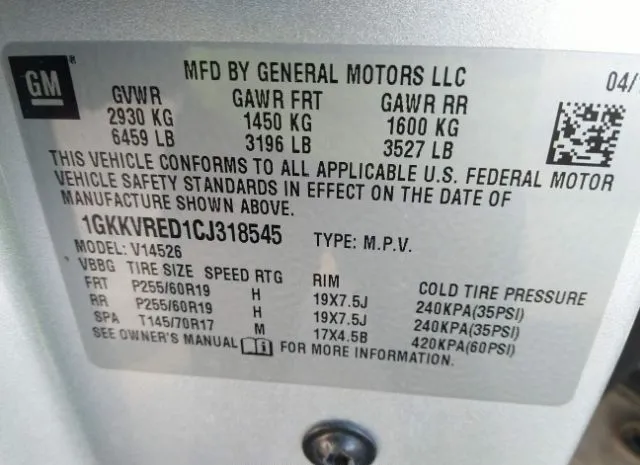 Photo 8 VIN: 1GKKVRED1CJ318545 - GMC ACADIA 