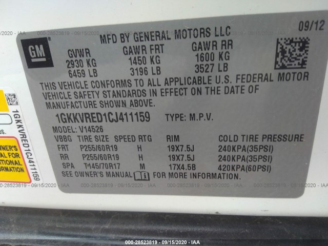 Photo 8 VIN: 1GKKVRED1CJ411159 - GMC ACADIA 