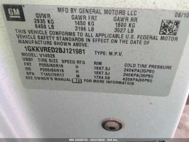 Photo 8 VIN: 1GKKVRED2BJ121981 - GMC ACADIA 