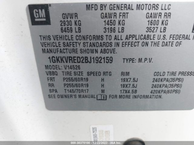 Photo 8 VIN: 1GKKVRED2BJ192159 - GMC ACADIA 