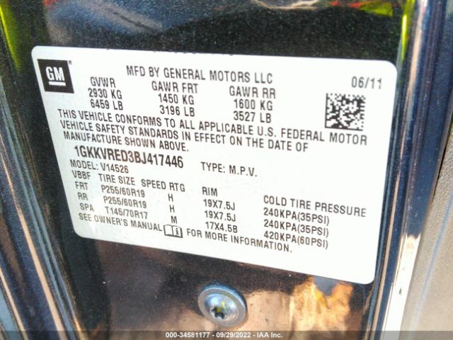 Photo 8 VIN: 1GKKVRED3BJ417446 - GMC ACADIA 