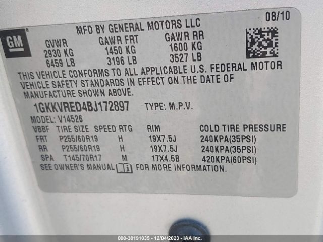 Photo 8 VIN: 1GKKVRED4BJ172897 - GMC ACADIA 