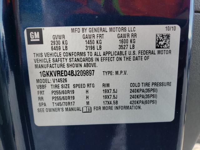 Photo 9 VIN: 1GKKVRED4BJ209897 - GMC ACADIA SLT 