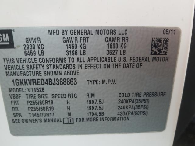 Photo 9 VIN: 1GKKVRED4BJ388863 - GMC ACADIA SLT 