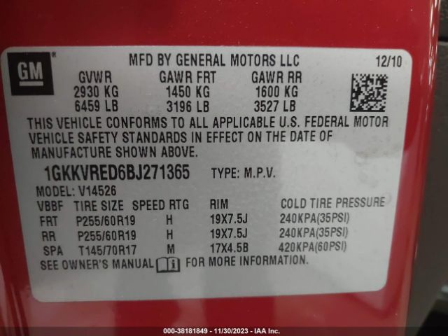 Photo 8 VIN: 1GKKVRED6BJ271365 - GMC ACADIA 