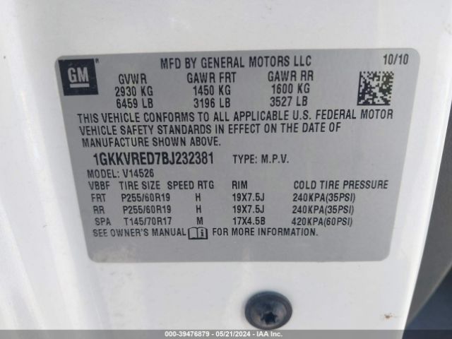 Photo 8 VIN: 1GKKVRED7BJ232381 - GMC ACADIA 