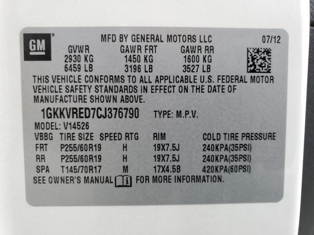 Photo 12 VIN: 1GKKVRED7CJ376790 - GMC ACADIA 