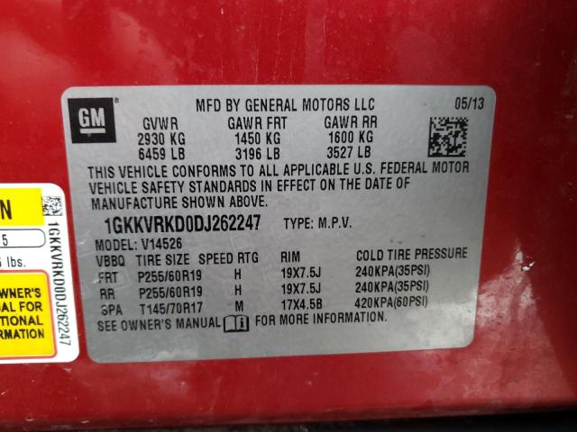 Photo 12 VIN: 1GKKVRKD0DJ262247 - GMC ACADIA SLT 