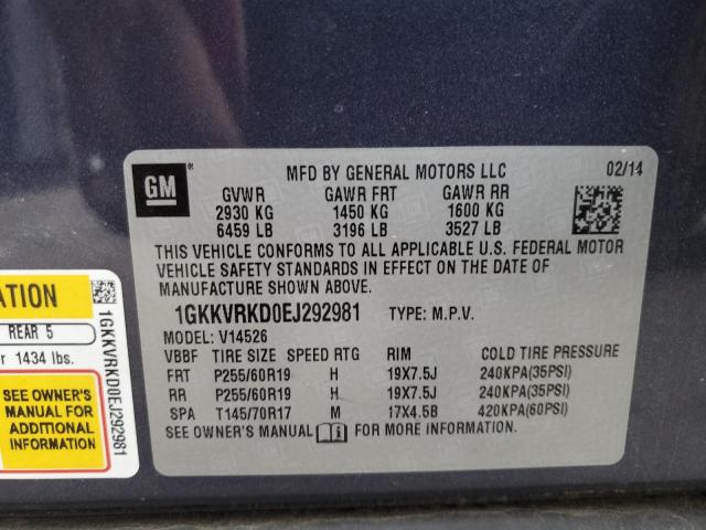 Photo 12 VIN: 1GKKVRKD0EJ292981 - GMC ACADIA SLT 