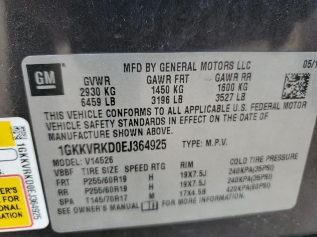 Photo 11 VIN: 1GKKVRKD0EJ364925 - GMC ACADIA SLT 