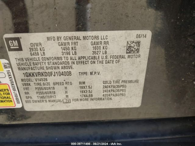 Photo 8 VIN: 1GKKVRKD0FJ104008 - GMC ACADIA 