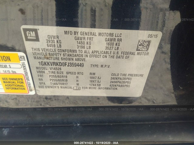 Photo 8 VIN: 1GKKVRKD0FJ359449 - GMC ACADIA 