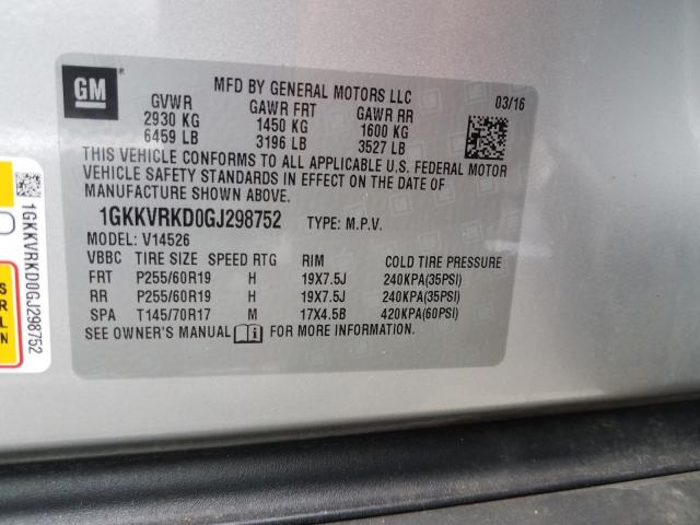 Photo 9 VIN: 1GKKVRKD0GJ298752 - GMC ACADIA SLT 