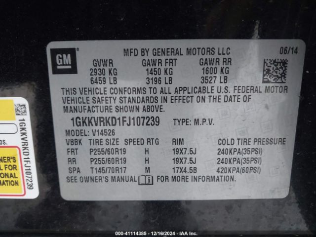 Photo 8 VIN: 1GKKVRKD1FJ107239 - GMC ACADIA 