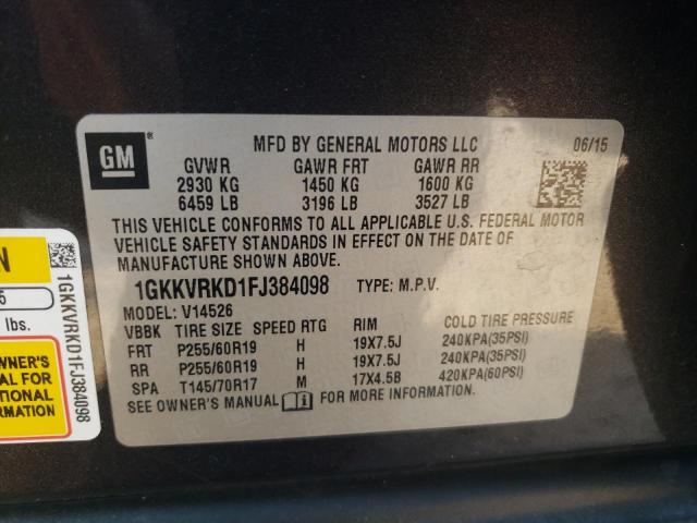 Photo 12 VIN: 1GKKVRKD1FJ384098 - GMC ACADIA SLT 