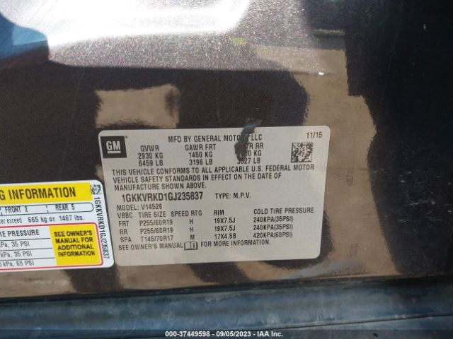 Photo 8 VIN: 1GKKVRKD1GJ235837 - GMC ACADIA 