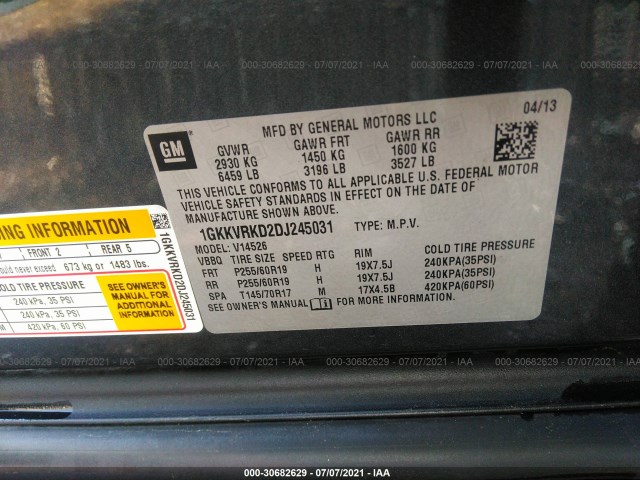 Photo 8 VIN: 1GKKVRKD2DJ245031 - GMC ACADIA 