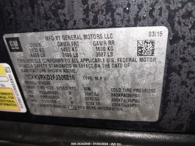 Photo 8 VIN: 1GKKVRKD2FJ306316 - GMC ACADIA 