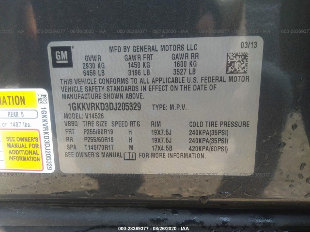 Photo 8 VIN: 1GKKVRKD3DJ205329 - GMC ACADIA 