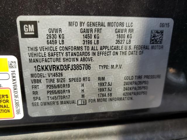 Photo 9 VIN: 1GKKVRKD3FJ385706 - GMC ACADIA SLT 