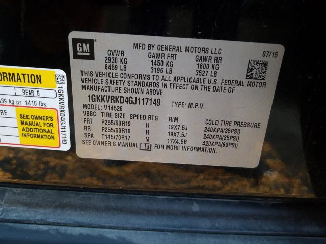 Photo 9 VIN: 1GKKVRKD4GJ117149 - GMC ACADIA SLT 