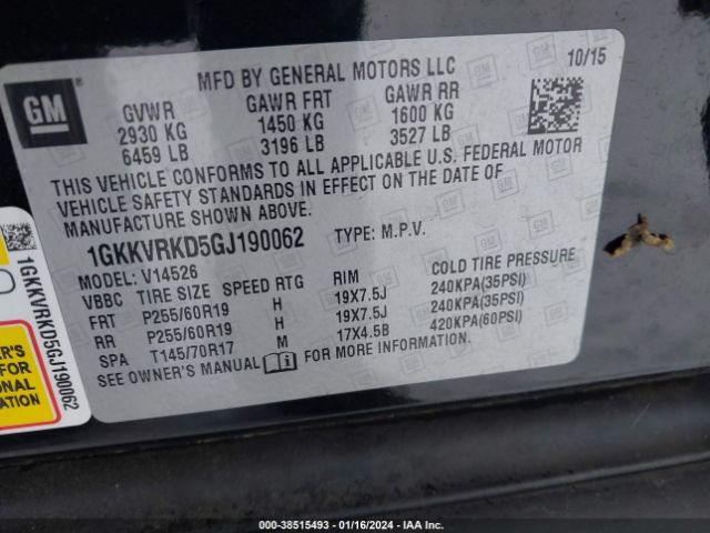 Photo 8 VIN: 1GKKVRKD5GJ190062 - GMC ACADIA 