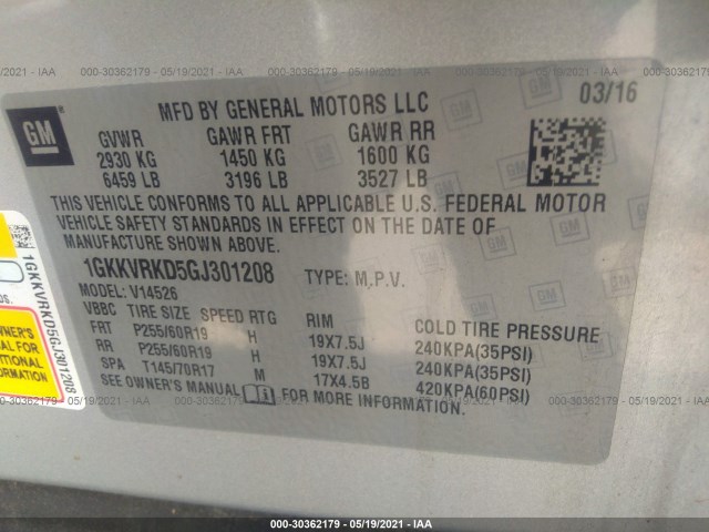 Photo 8 VIN: 1GKKVRKD5GJ301208 - GMC ACADIA 